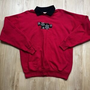 Vintage Embroidered Women's Sweater Snowflakes Dickey Handmade Large Hanes Tag